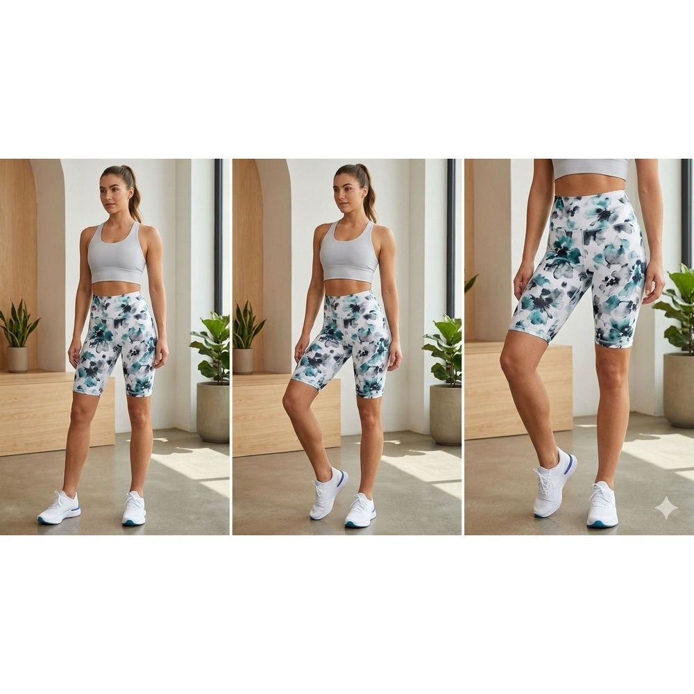 Lululemon Align High-Rise Short 6" Women Size 12 Blue Floral Excellent Biker